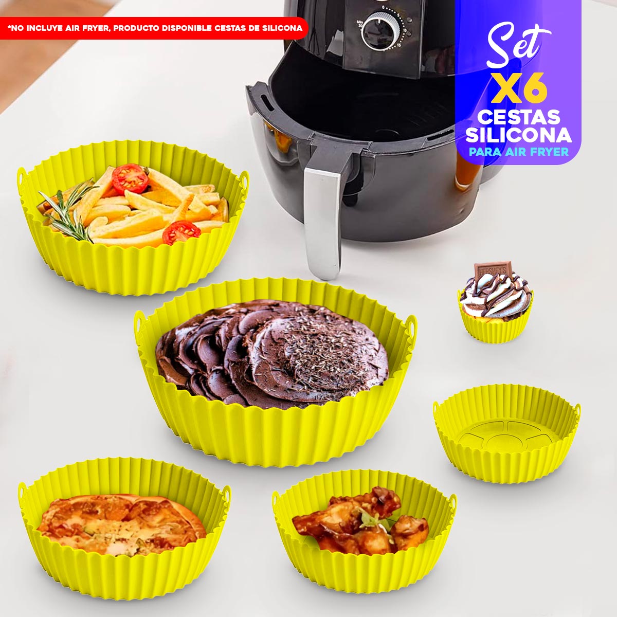 Set X6 Cestas Silicona Air Fryer